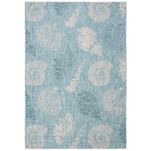 Safavieh Courtyard 5'3&quot x 7'7&quot Rug in Aqua and Cream