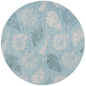 Safavieh Courtyard 6'7&quot Round Rug in Aqua and Cream