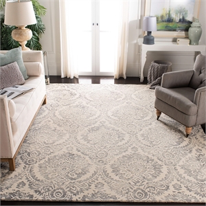 Safavieh Dip Dye 5' x 8' Hand Tufted Wool Rug in Silver and Ivory