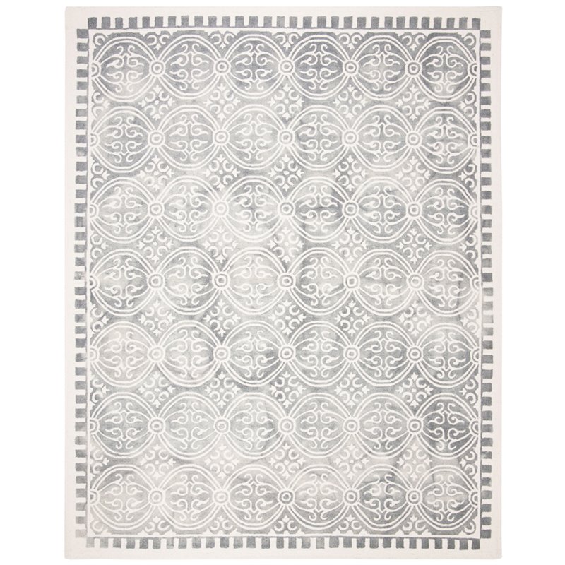 Safavieh Dip Dye 8' x 10' Hand Tufted Wool Rug in Silver and Ivory