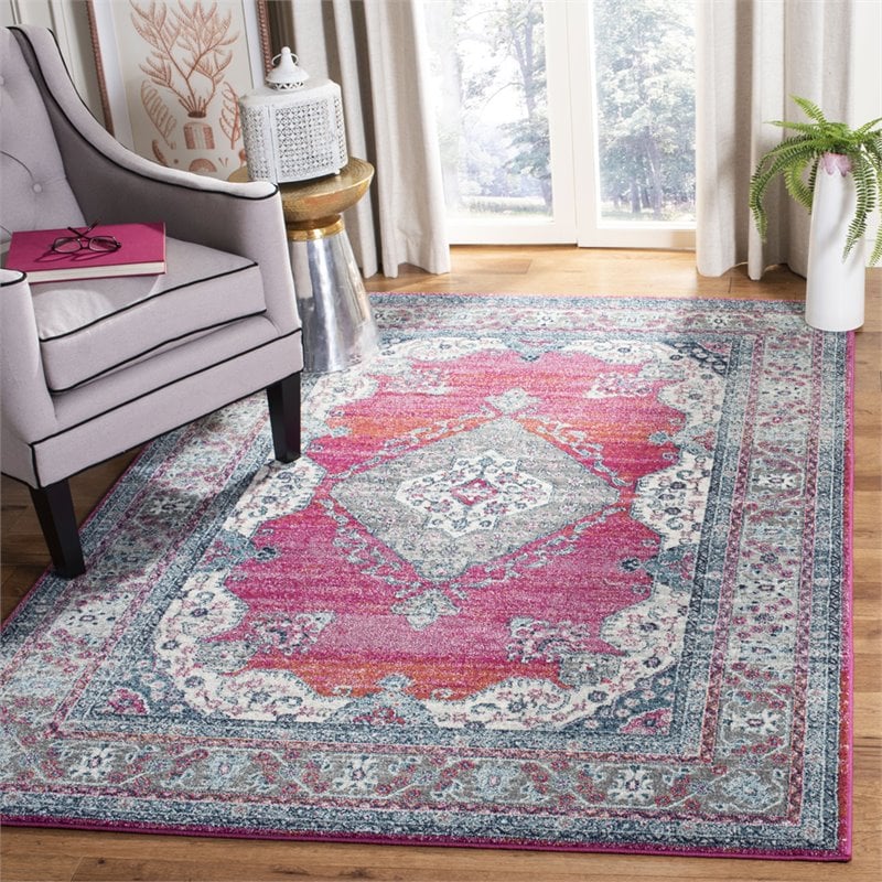 Safavieh Evoke 4' x 6' Rug in Navy and Fuchsia