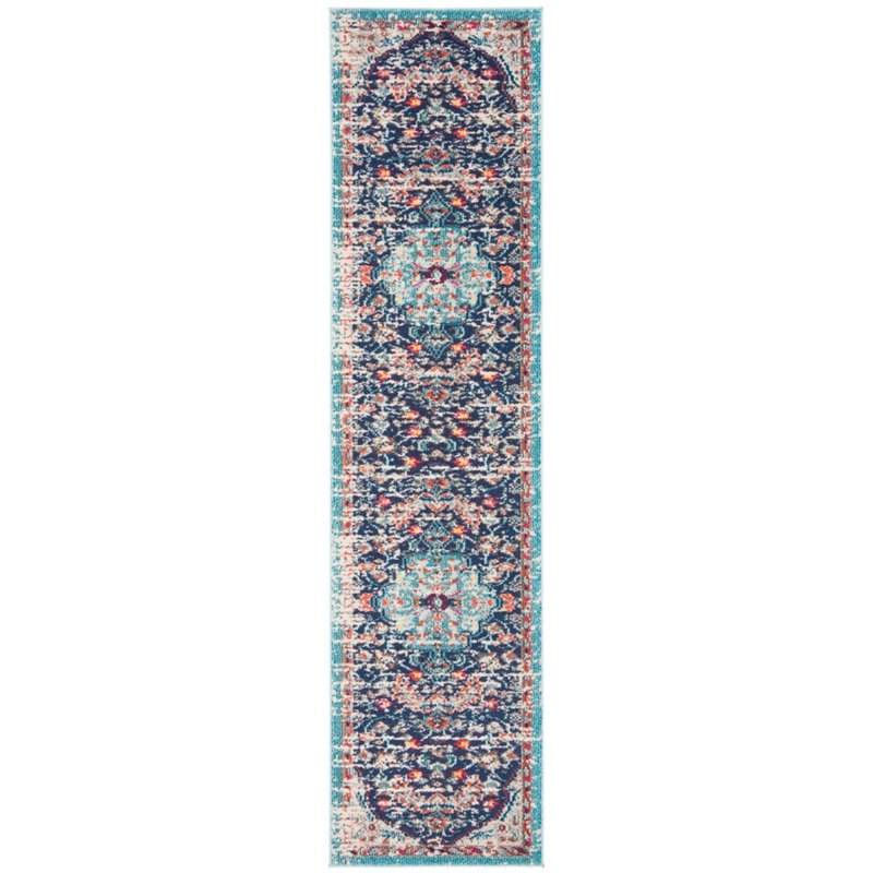 Safavieh Madison 2' x 8' Runner Rug in Black and Teal