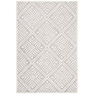 safavieh micro-loop hand tufted wool rug in gray and ivory