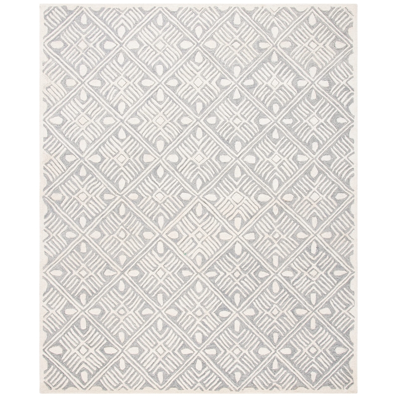 Safavieh Micro-Loop 5' x 8' Hand Tufted Wool Rug in Gray and Ivory