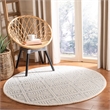 Safavieh Micro-Loop 5' Round Hand Tufted Wool Rug in Gray and Ivory