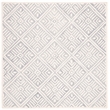Safavieh Micro-Loop 5' Square Hand Tufted Wool Rug in Gray and Ivory