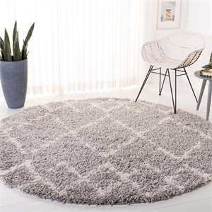 Safavieh Pro Lux 6'7&quot Round Shag Rug in Gray and Cream