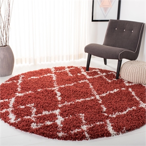 Safavieh Pro Lux 6'7&quot Round Shag Rug in Rust and Creme