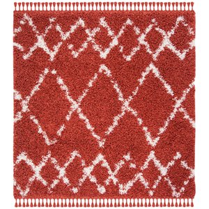 Safavieh Pro Lux 6'7&quot Square Shag Rug in Rust and Creme