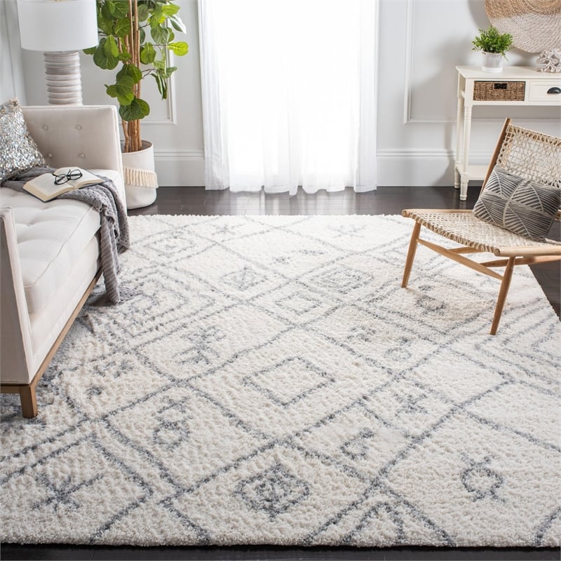 Safavieh Parma 9' x 12' Shag Rug in Cream and Gray
