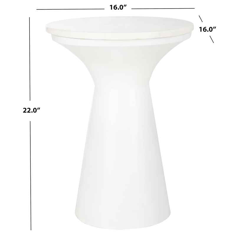Safavieh Mila Pedestal Marble and Iron End Table in White
