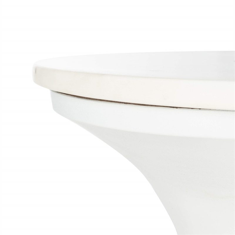 Safavieh Mila Pedestal Marble and Iron End Table in White
