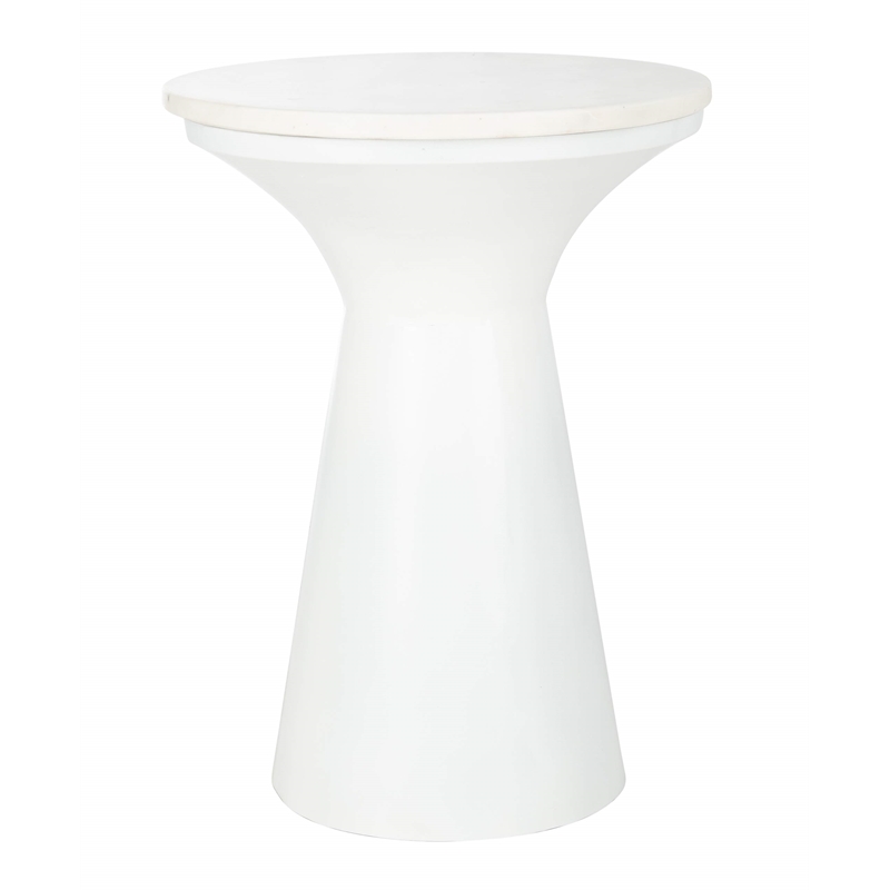 Safavieh Mila Pedestal Marble and Iron End Table in White