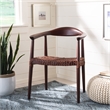 Safavieh Juneau Wood and Leather Woven Accent Chair in Walnut / Brown