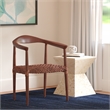 Safavieh Juneau Wood and Leather Woven Accent Chair in Walnut / Brown