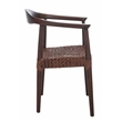 Safavieh Juneau Wood and Leather Woven Accent Chair in Walnut / Brown