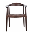Safavieh Juneau Wood and Leather Woven Accent Chair in Walnut / Brown