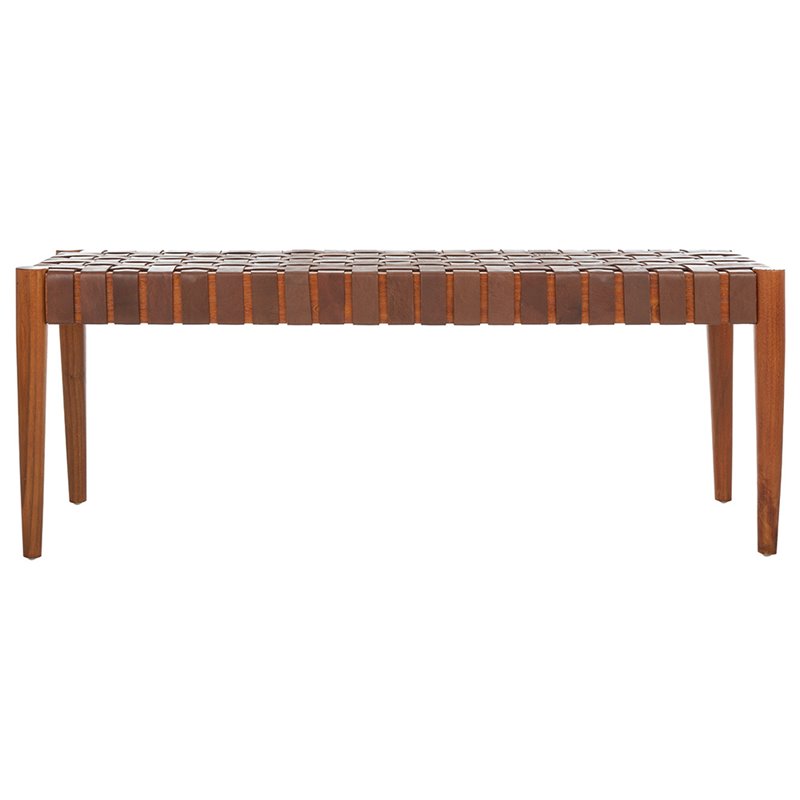 Panca Safavieh In Tessuto Beige E Legno Con Finitura Dorata – Per Soggiorno O Ingresso