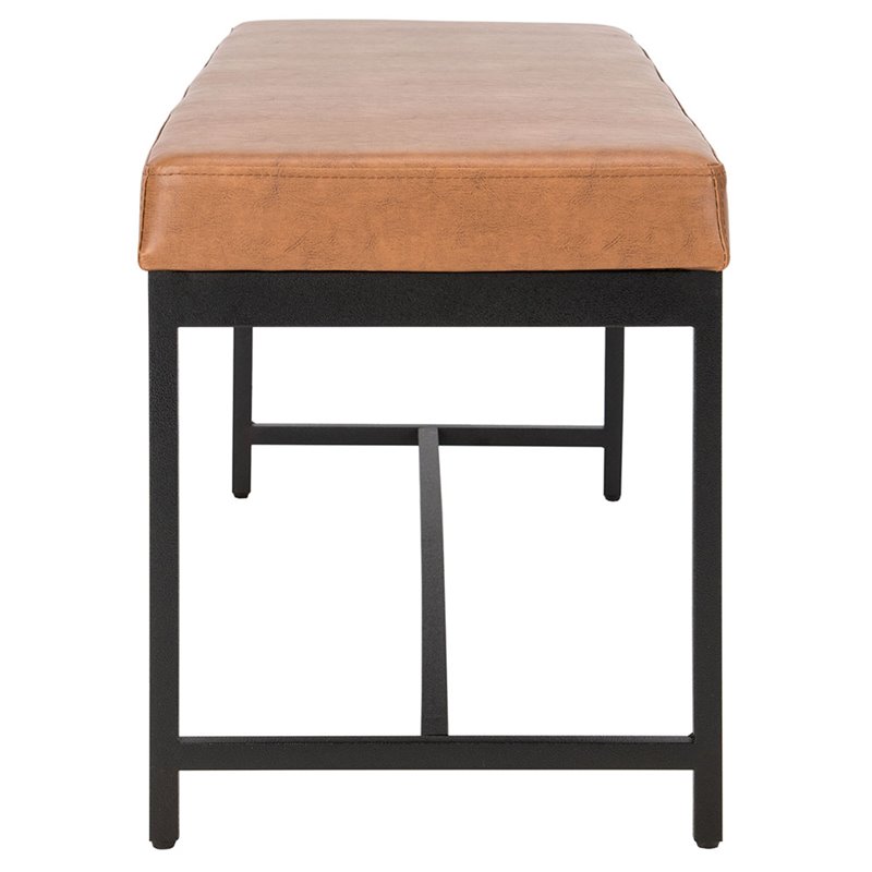 Safavieh Chase Faux Leather Bench in Brown and Black