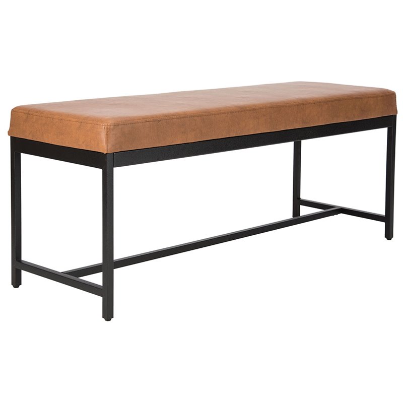 Safavieh Chase Faux Leather Bench in Brown and Black