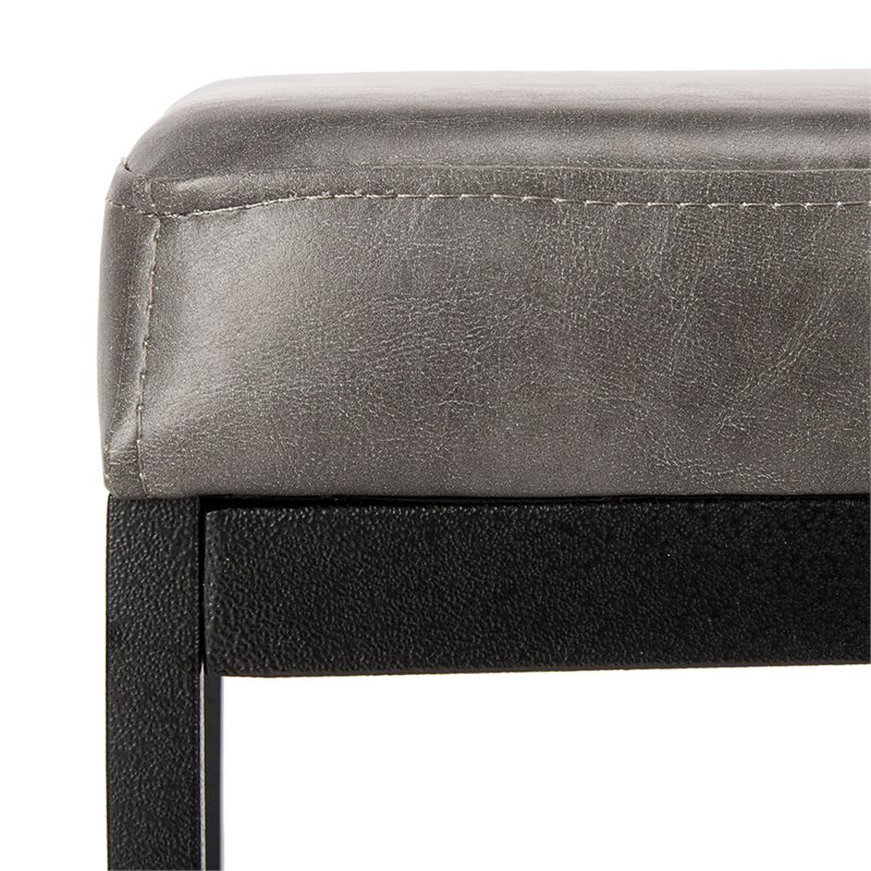 Safavieh Chase Faux Leather Bench in Gray and Black