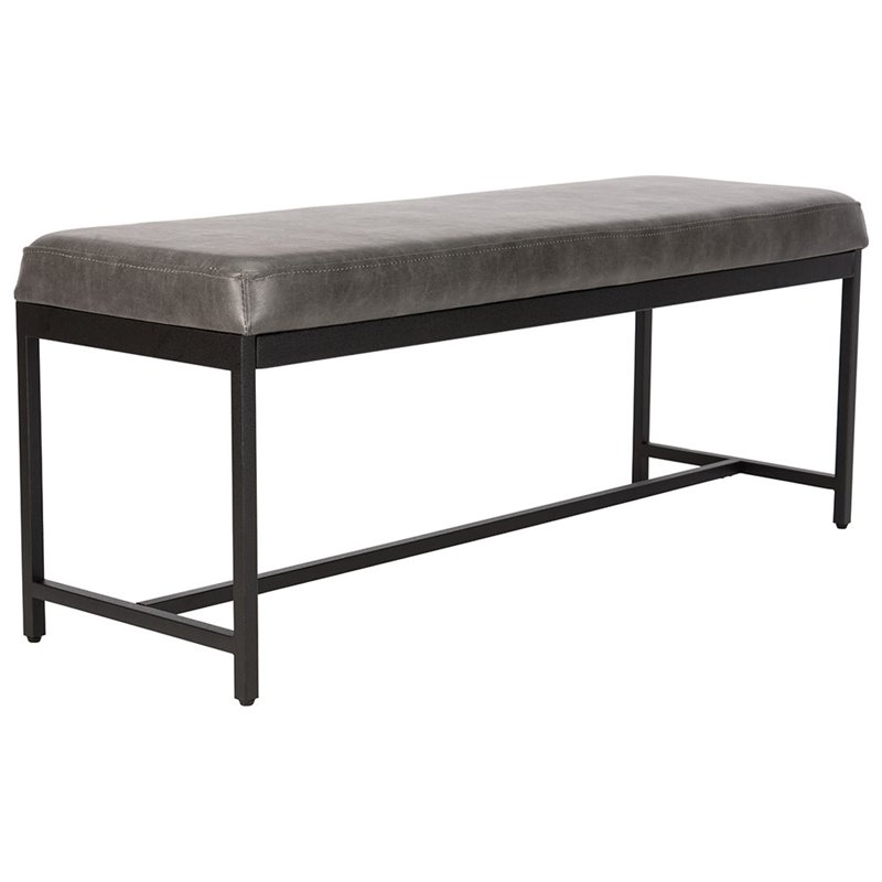 Safavieh Chase Faux Leather Bench in Gray and Black