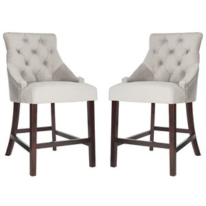 Safavieh Eleni 26&quot Tufted Counter Stool in Gray (Set of 2)
