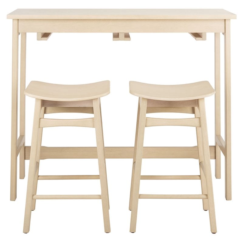 Safavieh Colbie 3 Piece Counter Height Dining Set in White Oak