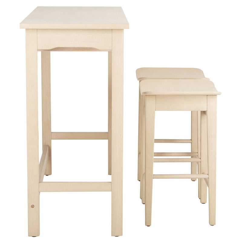 Safavieh Colbie 3 Piece Counter Height Dining Set in White Oak