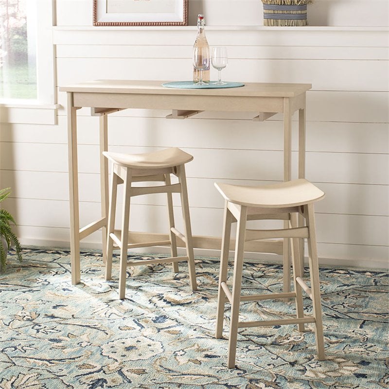 Safavieh Colbie 3 Piece Counter Height Dining Set in White Oak