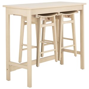 Safavieh Colbie 3 Piece Counter Height Dining Set in White Oak
