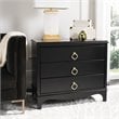 Safavieh Hannon 3-Drawers Wood Bedroom Nightstand in Black/Brass