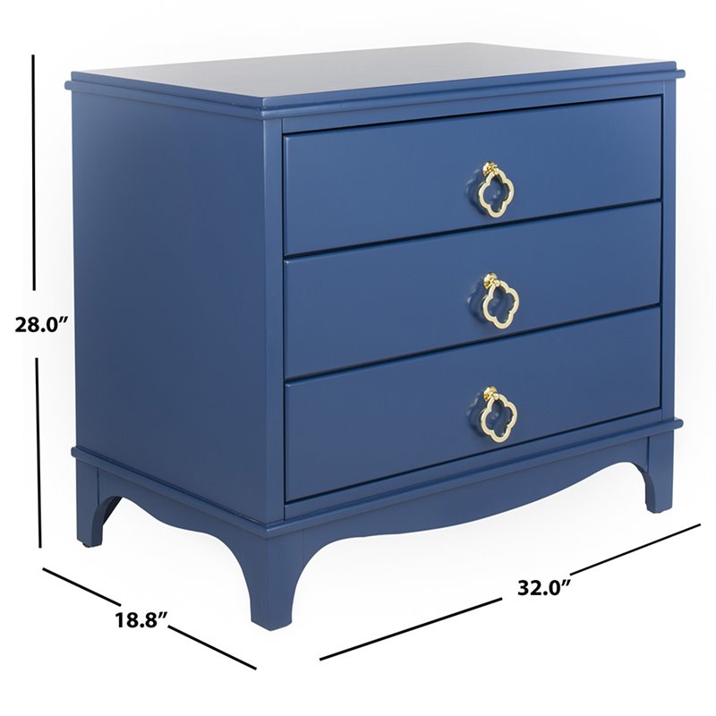 Safavieh Hannon 3 Drawer Nightstand in Navy Cymax Business