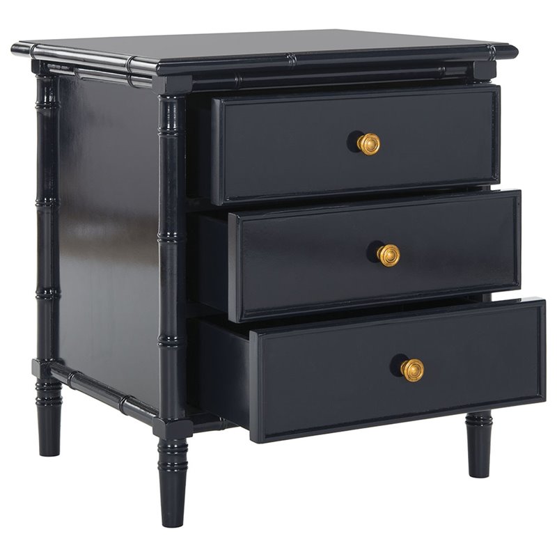 Safavieh Mina 3 Drawer Nightstand in Navy