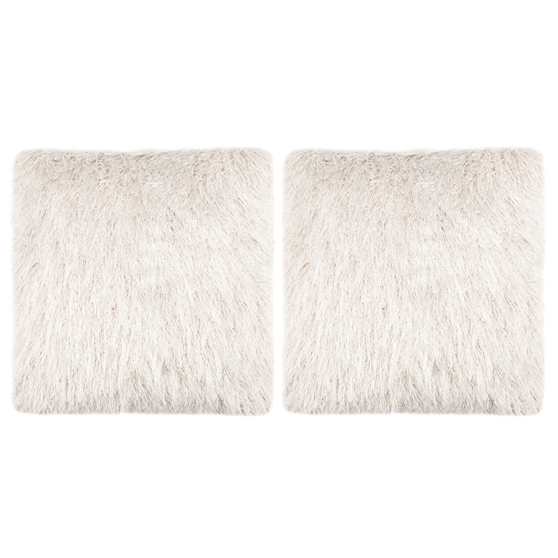 Safavieh Shag Throw Pillow in Metallic Snow