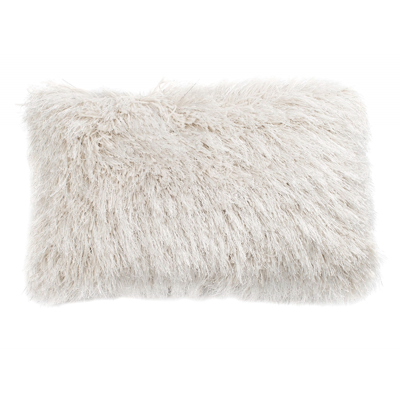 Safavieh Shag Throw Pillow in Metallic Snow