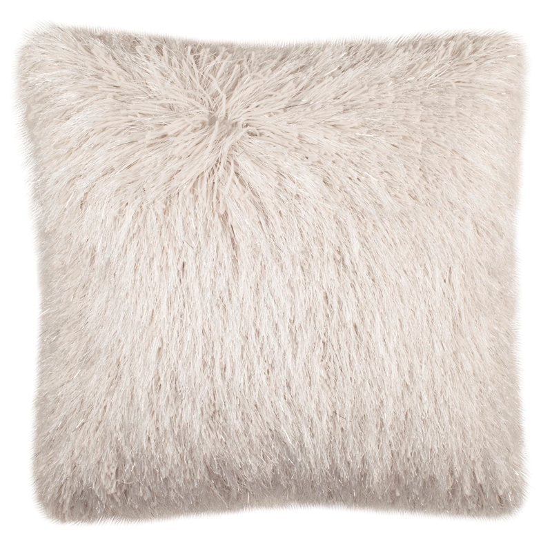 Safavieh Shag Throw Pillow in Metallic Snow