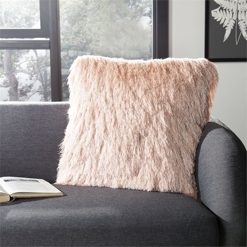 Safavieh Shag Throw Pillow in Blush