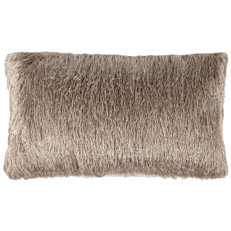 Safavieh Soleil Shag Throw Pillow in Champagne and White