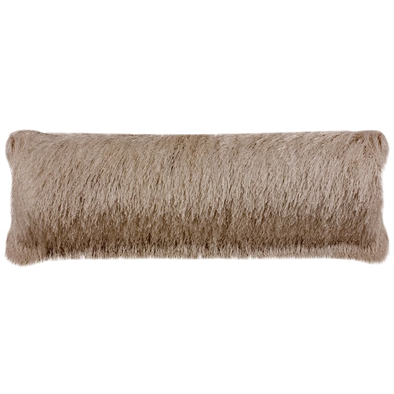 Safavieh Soleil Shag Throw Pillow in Champagne and White