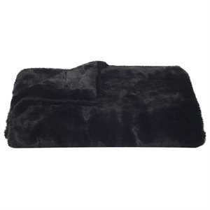 safavieh faux mink fur throw blanket in onyx