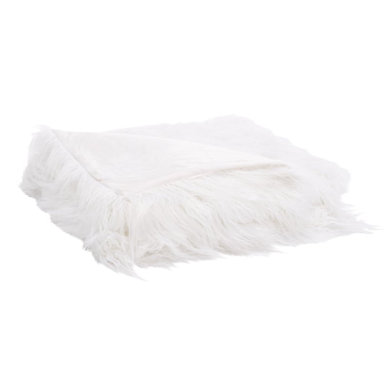 Safavieh Faux Cuddle Fur Throw Blanket in Snow White