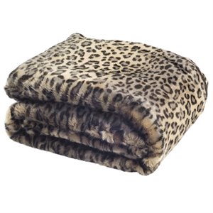 safavieh faux leopard fur throw blanket in brown and black