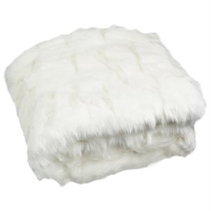 safavieh textured faux fur throw blanket in snow white