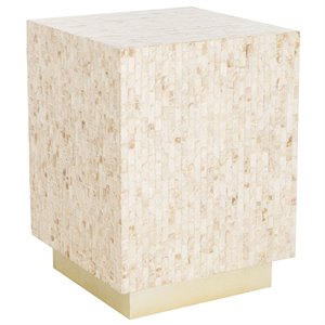 Safavieh Juno 14&quot Square Accent End Table in Beige and Gold