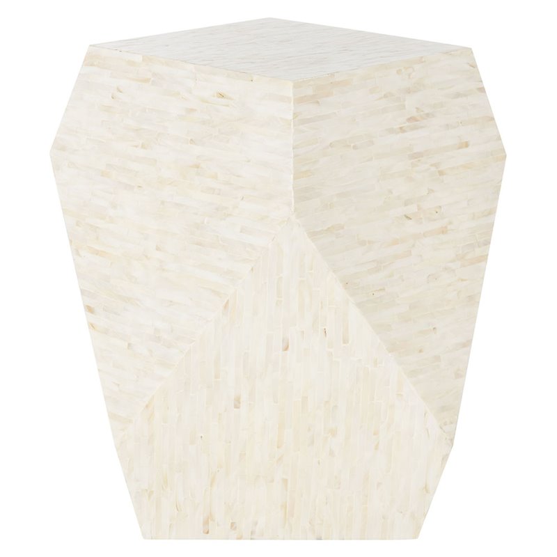 Safavieh Lea Accent End Table in Light Beige and Gold