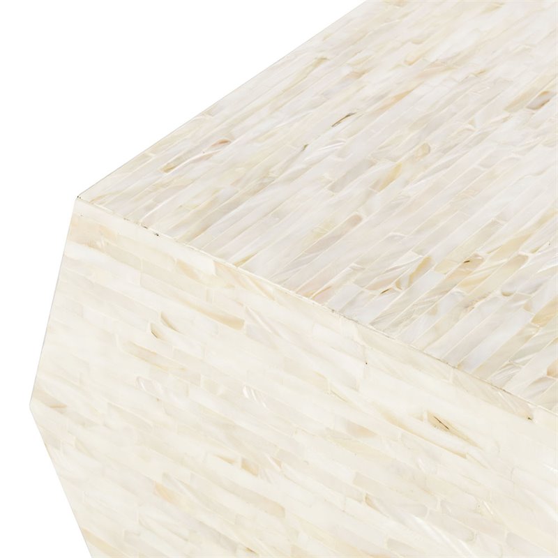 Safavieh Lea Accent End Table in Light Beige and Gold