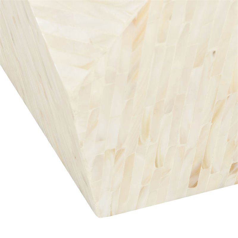 Safavieh Lea Accent End Table in Light Beige and Gold