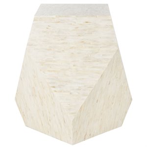 safavieh lea accent end table in light beige and gold