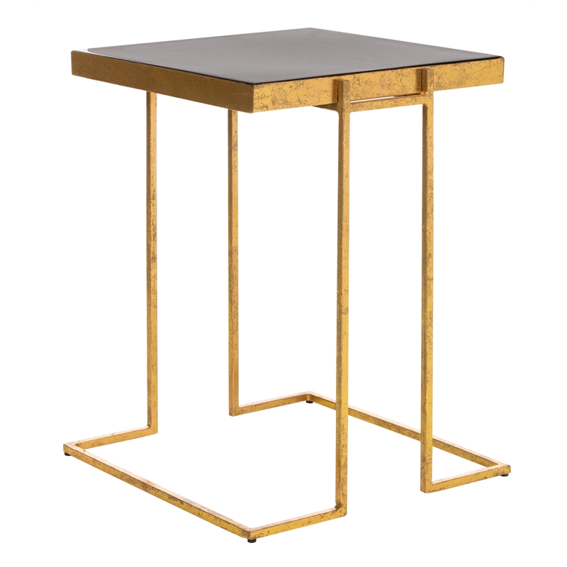 Safavieh Amarylis Greek Key Side Iron Table in Black / Gold